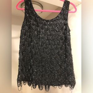 Moe Nathan vintage beaded black with black beads sleeveless shirt
- size s